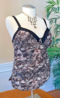 Merona, Underwired & Lightly Padded Snakeskin Print Tankini Swimsuit Top, Sz 20W - Image 1 of 4
