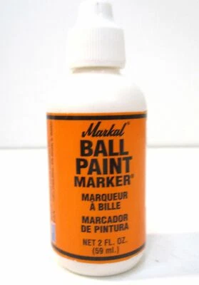 Marcador de pintura de bola naranja Markal (84624) 1/8" punta de bola de metal 2 fl oz - 3 CANTIDADES Foto 1 de 2