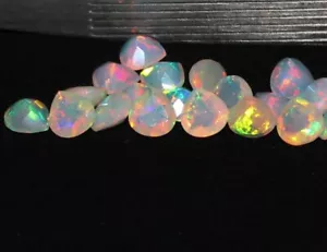 Natural heart cut Ethiopian opal gemstone,faceted heart opal,welo fire opal 6 mm - Picture 1 of 9