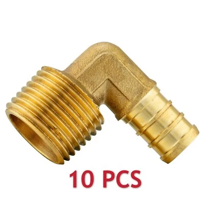 EFIELD 10 PCS 1/2" PEX x 1/2" Male NPT Elbow Brass Crimp Fittings(LEAD-FREE),NSF - Image 1 of 2