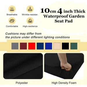 10cm 4Inch Thick Waterproof Seat Pad Removable Zip Cover Outdoor Garden Patio UK - Picture 1 of 37