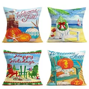 Autumn Harvest Merry Christmas Festival Sofa Bed Decor Throw Pillow Covers 18x18 - Picture 1 of 1