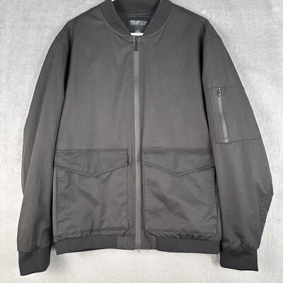 Men’s Bomber Jacket Black Moto Streetwear Casual Grunge Emo Goth Size XL - Image 1 of 4