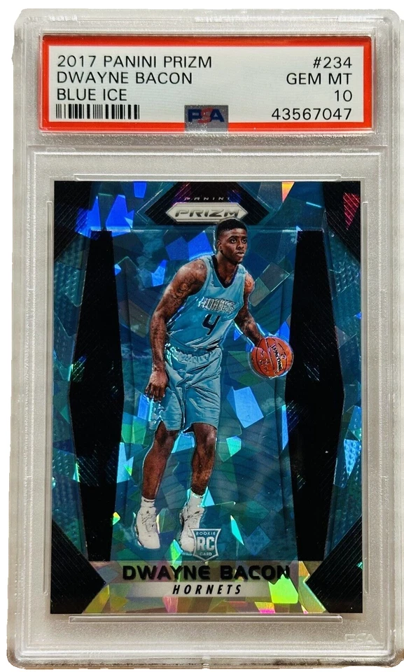 2017 Panini Prizm 234 Dwayne Bacon Blue Ice PSA GM MT 10 Foil Hornets RC - Image 1 of 2