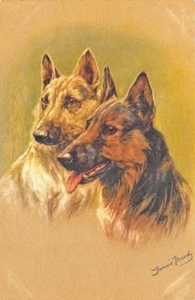 Two Dogs Artist Signed "Moody" Postcard - Picture 1 of 1