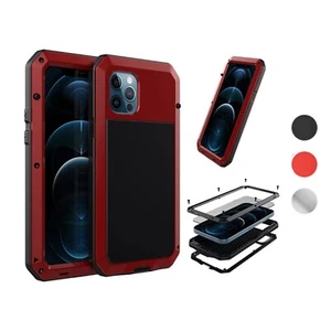 For iPhone 16 Pro Max Plus - Aluminum Metal Rugged Shockproof Glass Case - Picture 1 of 9