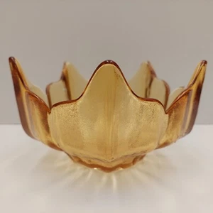 Vintage Viking Glass Amber Gold Textured Lotus Petal Bowl - Picture 1 of 6