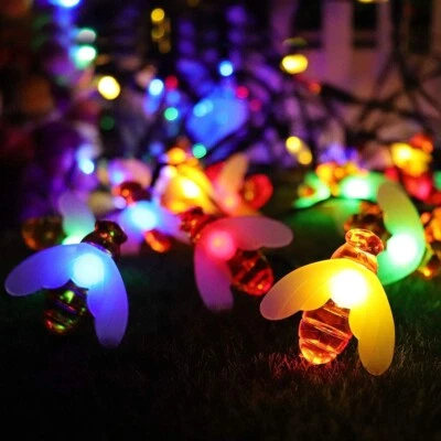 Solar Bee String Lights 60LED Fairy Lights Patio Yard Lawn Christmas Garden Deco - Image 1 of 4