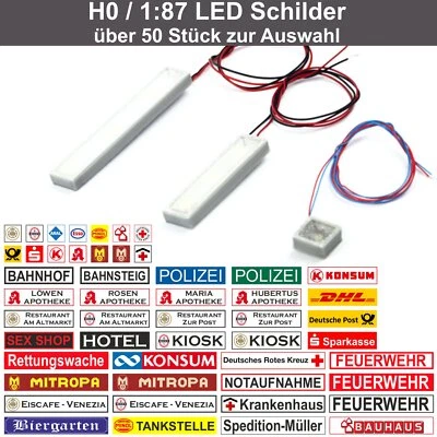 LED Schild Beleuchtet H0 1:87 Werbeschilder Feuerwehr DRK Post Tankstelle DDR - Bild 1 von 4