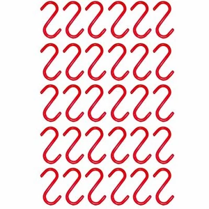 30 Pieces 3" inch Red Vinyl Coated S Shaped Hooks for Hanging Kitchen Rack - Picture 1 of 2