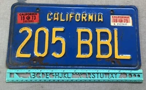 License Plate, California, Passenger, 1970 Base, 1973, 1975 stickers205 BBL - Bild 1 von 1