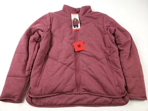 Three Dots Ladies' Medium Quilted Knit Full-Zip Fleece Jacket Heather Red - NEW - Picture 1 of 4