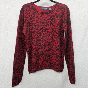 Suéter para mujer Country Shop mezcla de seda cuello redondo rojo estampado animal talla M - Imagen 1 de 4
