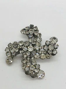 Brosche Strass klar Pinwheel Windmühle groß siehe Beschreibung - Bild 1 von 5