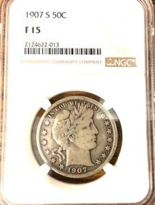 1907-S. Barber Half tDollar,  NGC F15 - Picture 1 of 4