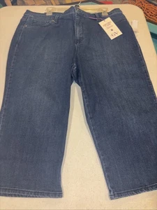 Gloria Vanderbilt Women Jeans 18W Blue Denim Capri Amanda Button NWT Slimming - Picture 1 of 4