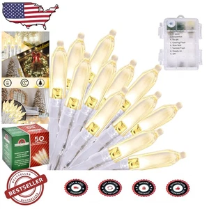 Charming 17ft Warm White LED Christmas Lights Set with Timer & Remote Control - Picture 1 of 6