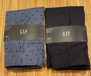 2 Paar GAP MEN Boxer Gummibund 100% Baumwolle Vintage Navy Blau Punkte Größe L - Bild 1 von 2