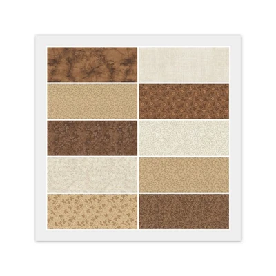 BROWN CAMEL NATURAL, 100% Cotton Fabric - 10 FAT QUARTERS or 20 Strip JELLY ROLL - Image 1 of 4