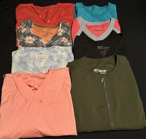 Lot Of 8 Womens Scrub Tops And Scrub Jackets Size Small And Xs - Picture 1 of 6