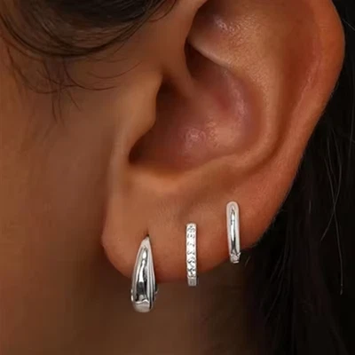 Orecchini a Cerchio Con Zirconi Squisiti per Le Donne - Immagine 1 di 4