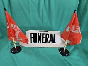 COLLECTION MAGNETIC FUNERAL HOME FLAGS CAR/ HEARSE ROOF TOPPER ODDITY CURIOSITY - Picture 1 of 5