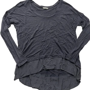 Club Monaco Top Womens X Small Blue Black Blouse Silk Hem Blouse - Picture 1 of 7