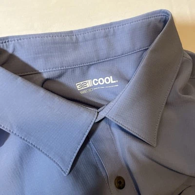 32 DEGREE COOL Shirt Mens Size Large Light Blue Button Up Short Sleeve Polyester - Image 1 of 4
