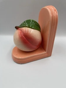 Single Glazed Ceramic Peach Bookend 7"H x 6"D Home Decor NEW with Tags - Picture 1 of 8