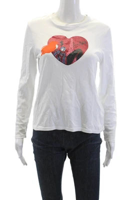 Топ для девочек Sonia Rykiel хлопок вырез лодочкой графический принт с длинным рукавом белый размер 16 - Изображение 1 из 4