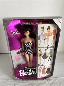 35th Anniversary 1959 Reproduction Brunette Barbie Doll 1993 Mattel 11782 - Picture 1 of 7