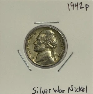 1942 P Jefferson Nickel, 35% Silver War Nickel, sehr schön, geringe Auflage! 🔥 - Bild 1 von 2