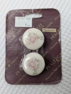 Pfaltzgraff Tea Rose Cabinet Drawer Knob Ceramic Set of 2 White Floral - Picture 1 of 5
