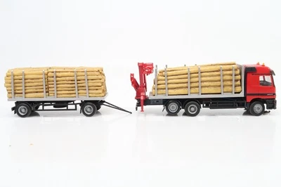 Faller Car System 1:87 LKW MB Hängerzug mit Ladekran, beladen m. Rundholzstämme - Bild 1 von 4