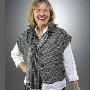 Dahlia Popovits Handmade Handwoven Cardigan Wearable Art Lagenlook Black White - Foto 1 di 7