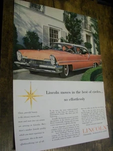 1957 Lincoln Premiere pink 2-dr hardtop mid-size-mag car ad-"best of circles" - Picture 1 of 1