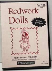 Redwork Bambole Ricamo, Multiformato CDROM e Shv Disco Bonus EZ Disegni da Cucire - Foto 1 di 6
