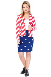 Brand New American Woman Independence Day Star and Stripes Suit Adult Costume - Picture 1 of 2