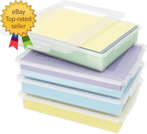 4 Pack Plastic Multi-Purpose Storage Box with Latching Lids Clear A4, 8.5" X 11" - Picture 1 of 9