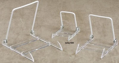 (1) PEQUEÑO TRANSPARENTE Acrílico Ajustable Plato Tazón Azulejo Libro SOPORTE DE EXHIBICIÓN Foto 1 de 4