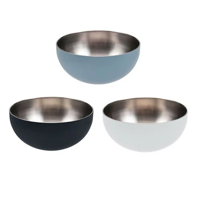 3pc Salad Bowl Stainless Steel Snack Serving Mixing Bowl Dish Large Kitchen 23cm - Image 1 of 4