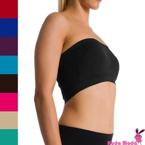 Seamless Stretch Sports Bra Wire Free Bandeau With Pads Tube Top Yoga Vest - Picture 1 of 22