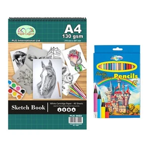 A4 Sketch Drawing 40 Sheets Artist Book + 18 Wood Free Colour Pencils Art Crafts - Picture 1 of 13