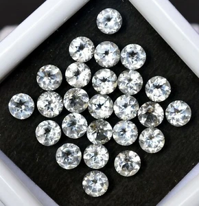Natürlich Weiß Topas Rund Facettiert Schliff Lose Geeicht Edelstein für Schmuck - Picture 1 of 19