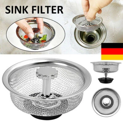 Universal Siebkorb Abfluss-Stöpsel Siebkörbchen für Spülen mit Handbedienung Neu - Bild 1 von 4