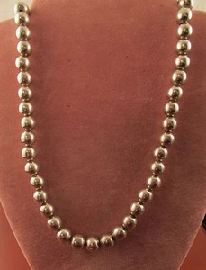 BEAUTIFUL STRAND MEXICAN STERLING BEADS 28 " LONG 101.3 GRAMS HEAVY - Picture 1 of 4