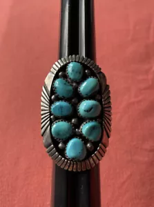 STERLING SILVER MULTI STONE TURQUOISE RING SIZE 8.5 VIRGIL BEGAY NAVAJO - Picture 1 of 4