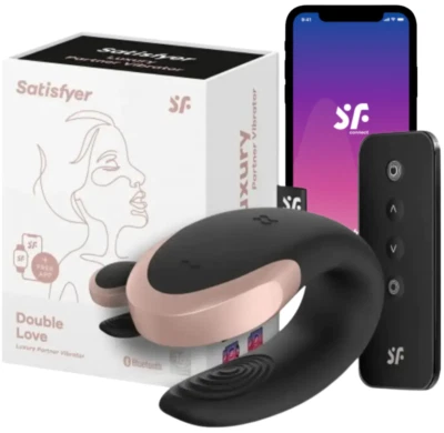Satisfyer Double Love Connect App, Partnervibrator mit Appsteuerung, Schwarz - Bild 1 von 4