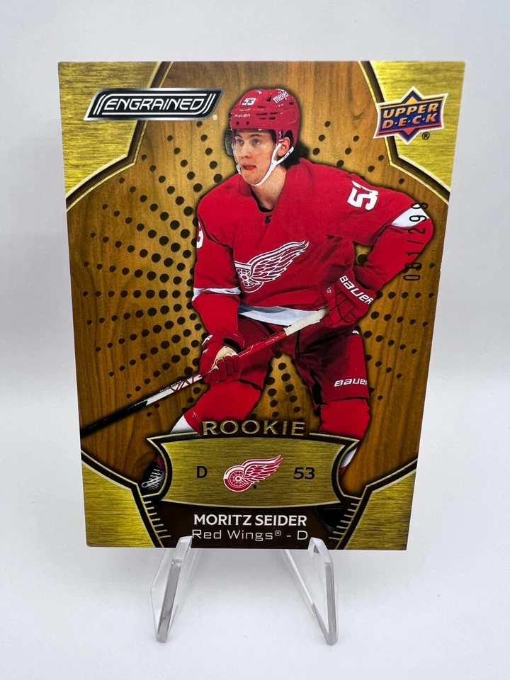 Moritz Seider - 2023-24 Engrained 2021-22 Rookies #195 Oak /299 Red Wings RC - Image 1 of 2