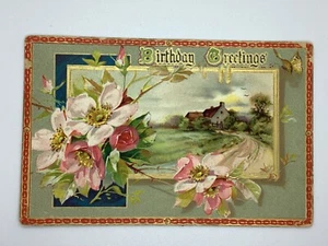 Postcard Birthday Greetings Cottage Flowers TUCK Tacoma Washington 1913 H78 - Picture 1 of 2
